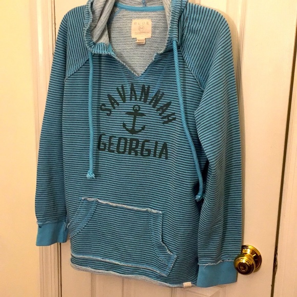 Blue 84 Tops - Blue 84 Sz M blue hoodie w stripes. Sava…